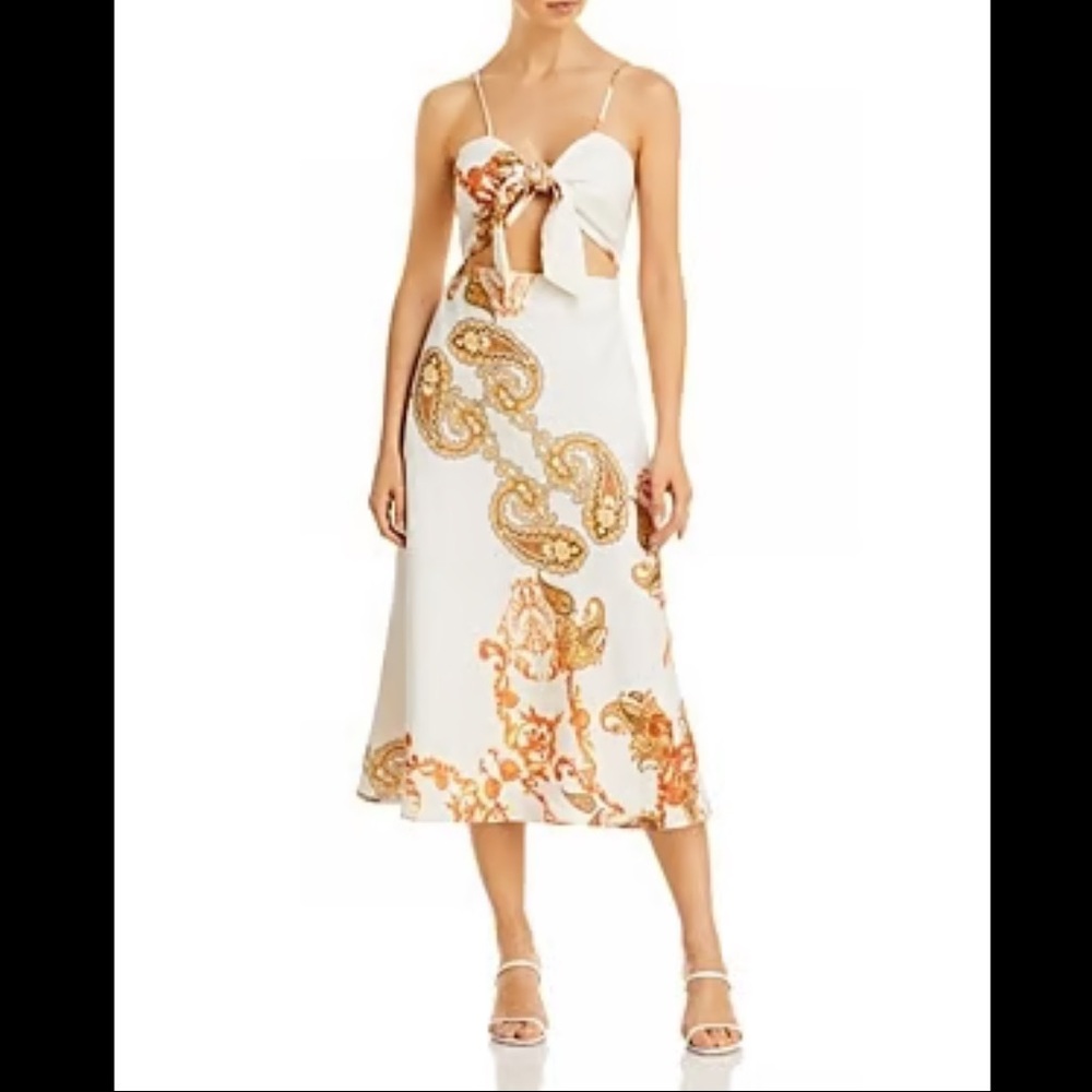 NWT Bardot Linen Cut Out Paisley Dress
